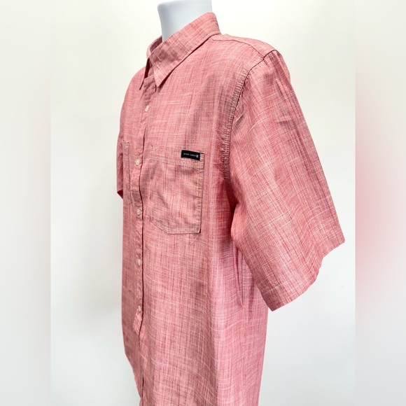 OCEAN CURRENT Men’s Red and white heather short sleeve‎ button down size XL. - Picture 3 of 12